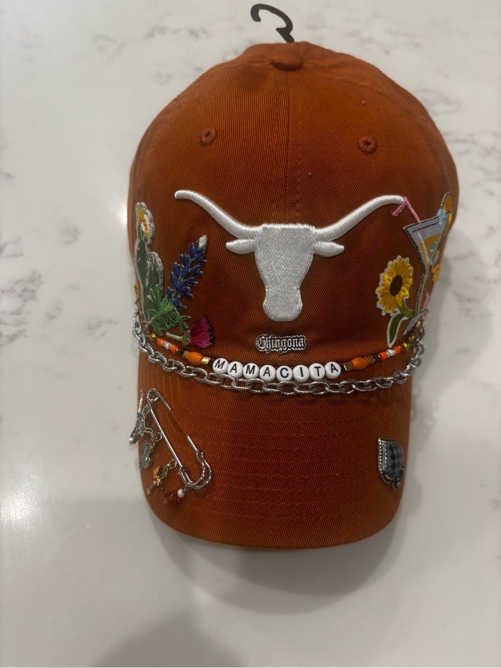 Texas Longhorns Embroidered Burnt Orange Baseball Cap with Beaded Accents - Picture 2 of 12